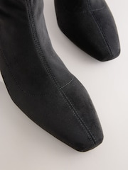 Black Standard/Wide Fit Forever Comfort® Chisel Toe Block Heel Sock Boots - Image 4 of 5