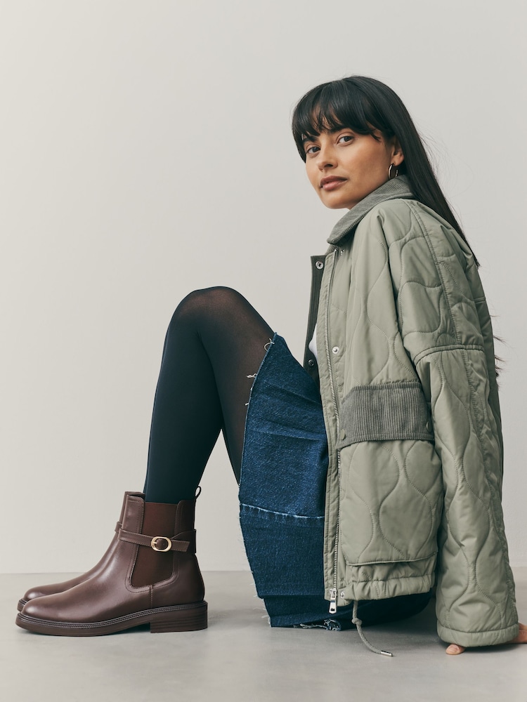 Chocolate Brown Standard/Wide Fit Forever Comfort® Buckled Chelsea Boots - Image 6 of 6