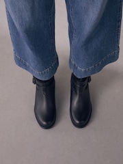 Black Leather Standard/Wide Fit Leather Slouch Ankle Boots - Image 2 of 8