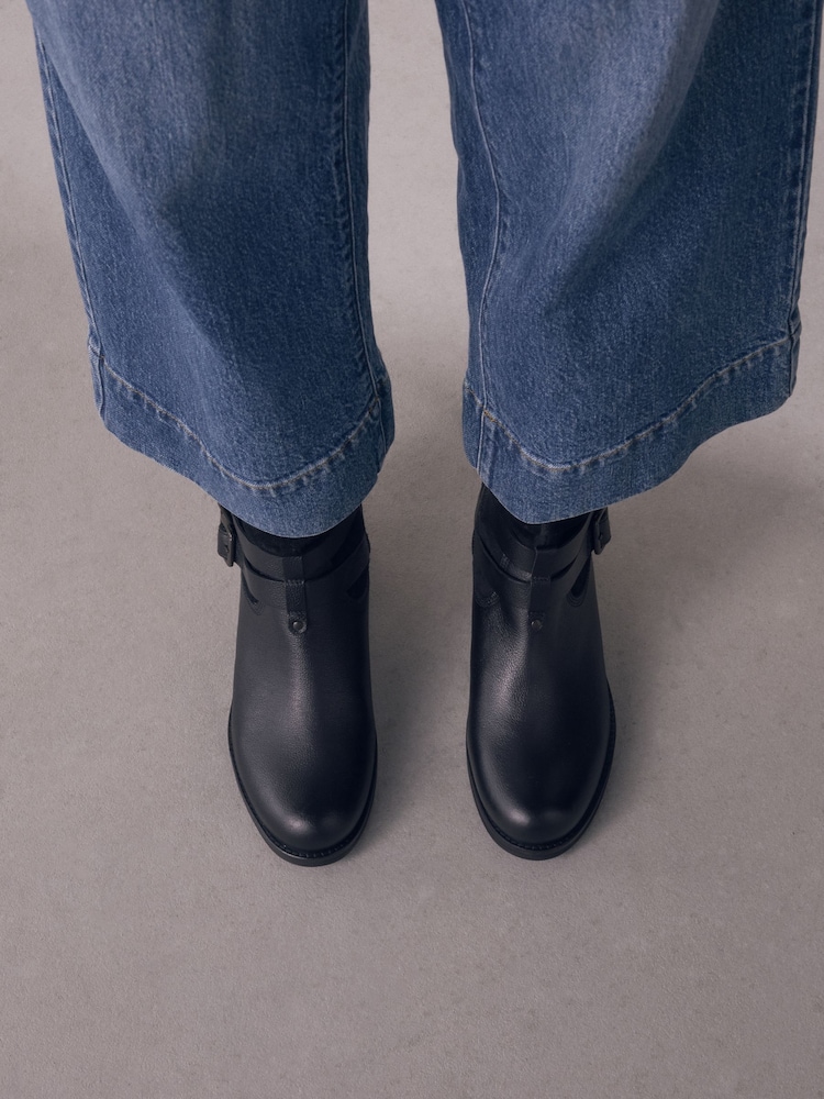 Black Leather Standard/Wide Fit Leather Slouch Ankle Boots - Image 2 of 8 Black Leather Standard/Wide Fit Leather Slouch Ankle Boots - Image 2 of 8