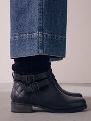 Black Leather Standard/Wide Fit Leather Slouch Ankle Boots - Image 4 of 8