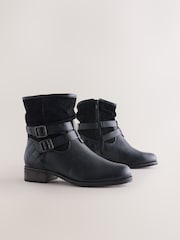 Black Leather Standard/Wide Fit Leather Slouch Ankle Boots - Image 5 of 8