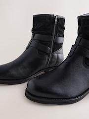 Black Leather Standard/Wide Fit Leather Slouch Ankle Boots - Image 7 of 8