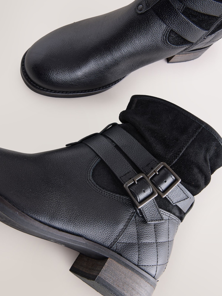 Black Leather Standard/Wide Fit Leather Slouch Ankle Boots - Image 8 of 8