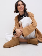 Tan Brown Suede Standard/Wide Fit Forever Comfort® Water Repellent Faux Fur Lined Ankle Boots - Image 1 of 5