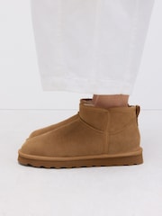Tan Brown Suede Standard/Wide Fit Forever Comfort® Water Repellent Faux Fur Lined Ankle Boots - Image 2 of 5