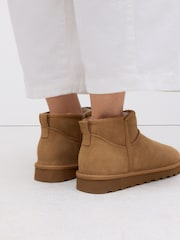 Tan Brown Suede Standard/Wide Fit Forever Comfort® Water Repellent Faux Fur Lined Ankle Boots - Image 3 of 5