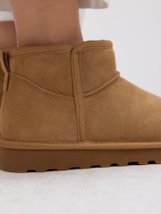 Tan Brown Suede Standard/Wide Fit Forever Comfort® Water Repellent Faux Fur Lined Ankle Boots - Image 4 of 5