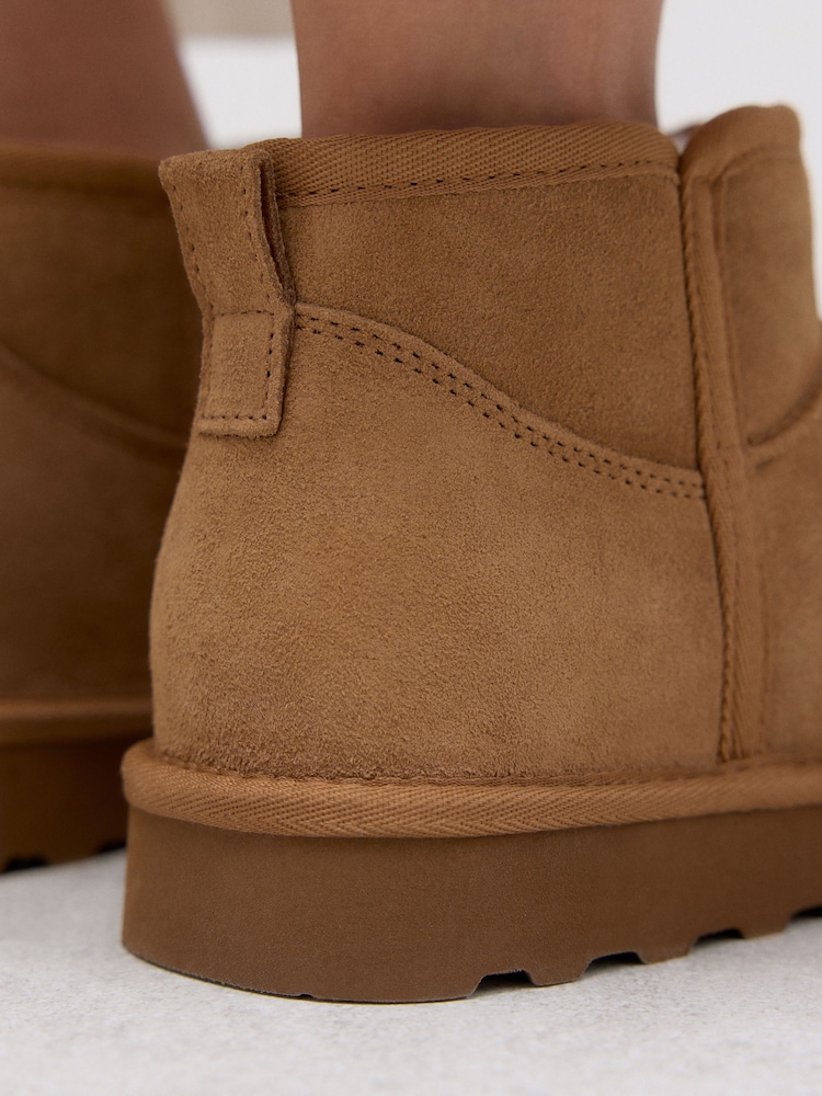 Tan Brown Suede Standard/Wide Fit Forever Comfort® Water Repellent Faux Fur Lined Ankle Boots - Image 5 of 5