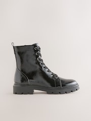 Black Patent Standard/Wide Fit Forever Comfort® Lace-Up Boots - Image 1 of 5