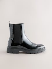 Black Patent Forever Comfort® Cleated Sole Chelsea Ankle Boots - Image 1 of 5