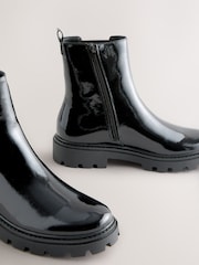 Black Patent Forever Comfort® Cleated Sole Chelsea Ankle Boots - Image 4 of 5