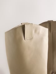 Neutral Leather Forever Comfort® Western Block Heel Knee High Boots - Image 10 of 10