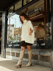 Neutral Leather Forever Comfort® Western Block Heel Knee High Boots - Image 3 of 10