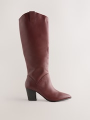 Burgundy Red Forever Comfort® Western Block Heel Knee High Boots - Image 1 of 5