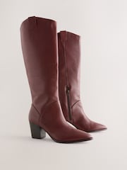 Burgundy Red Forever Comfort® Western Block Heel Knee High Boots - Image 2 of 5