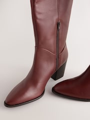 Burgundy Red Forever Comfort® Western Block Heel Knee High Boots - Image 3 of 5