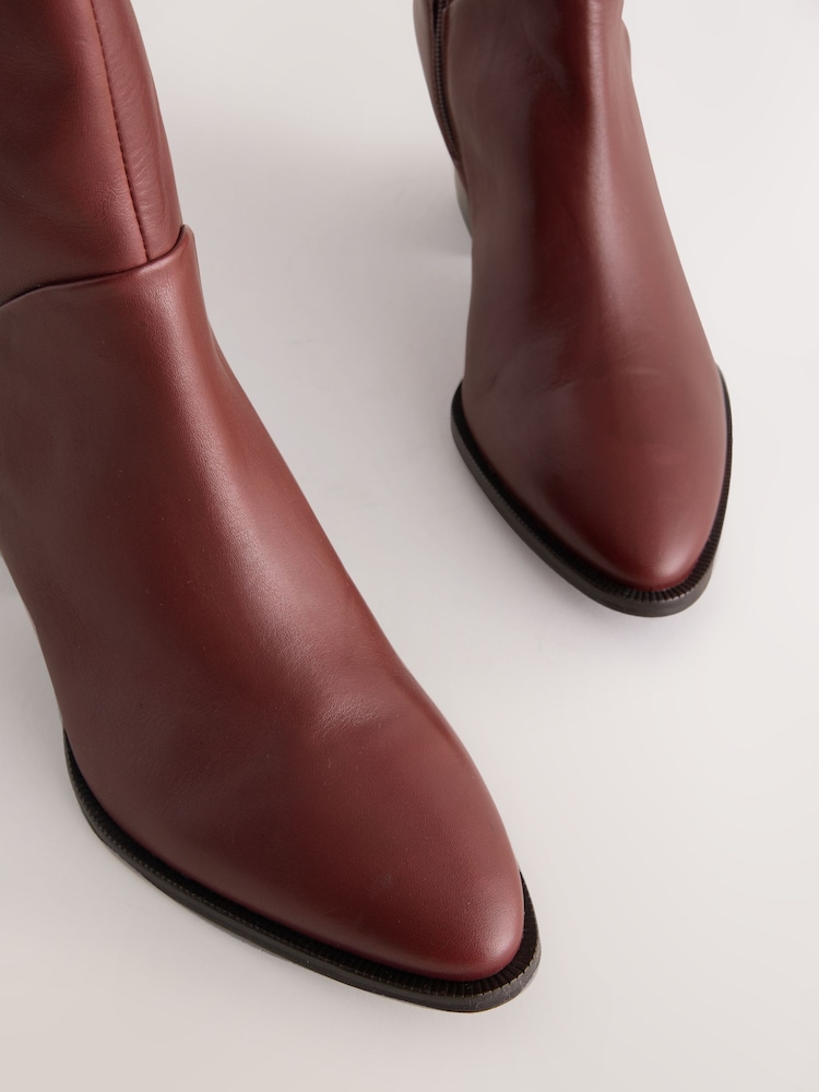 Burgundy Red Forever Comfort® Western Block Heel Knee High Boots - Image 5 of 5