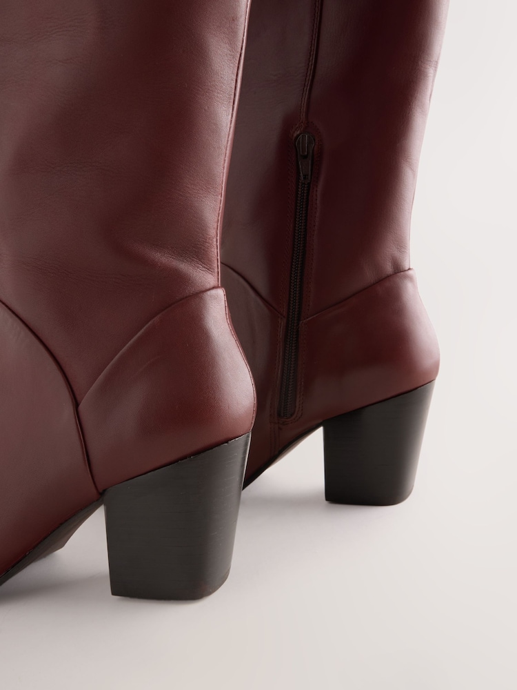 Womens Next Burgundy Red Forever Comfort Western Block Heel Knee High Boots US 6.5 (UK 4.5)