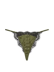 Victoria's Secret Woodland Green Atelier Satin Lace Trim Tanga Knickers - Image 3 of 4