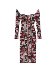 Victoria's Secret Black Atelier Floral Long Sleeve Slip Dress - Image 3 of 4