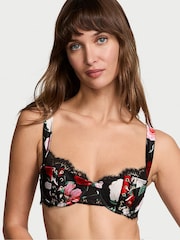 Victoria's Secret Black Atelier Floral Silk Satin Lace Lightly Lined Balcony Bra - Image 1 of 5