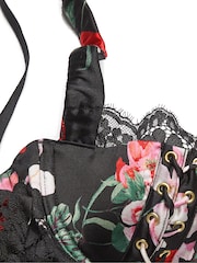 Victoria's Secret Black Atelier Floral Silk Satin Lace Lightly Lined Balcony Bra - Image 5 of 5