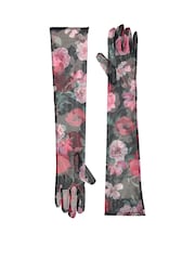 Victoria's Secret Black Floral Atelier Sheer Long Gloves - Image 1 of 2