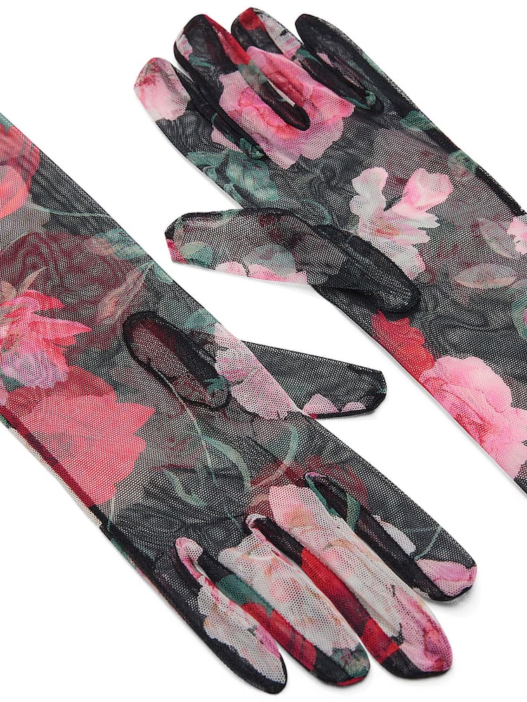 Victoria's Secret Black Floral Atelier Sheer Long Gloves - Image 2 of 2