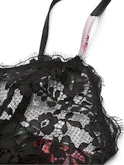 Victoria's Secret Black Floral Atelier Satin Lace Trim Triangle Bra - Image 2 of 4