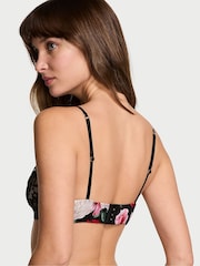 Victoria's Secret Black Floral Atelier Satin Lace Trim Triangle Bra - Image 3 of 4