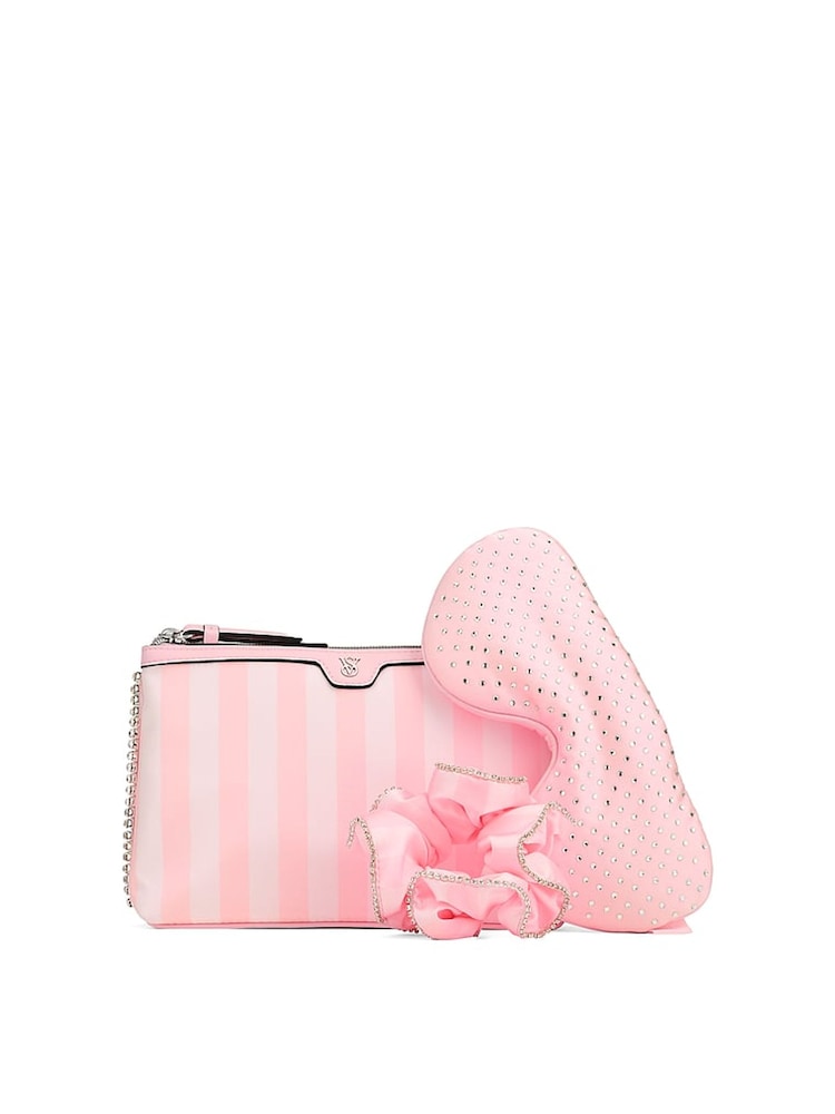 Victoria's Secret Heritage Stripe Pink Travel Kit - Image 2 of 2 Victoria's Secret Heritage Stripe Pink Travel Kit - Image 2 of 2