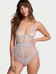Victoria's Secret Light Blue Glitter Tulle Babydoll Set - Image 1 of 5