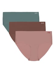 Under Armour Pink No Show Pure Stretch Hipster Printed Knickers 3 Pack - Image 1 of 5