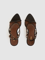 Reiss Black Ashley Leather Strappy Heeled Sandals - Image 3 of 5