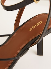 Reiss Black Ashley Leather Strappy Heeled Sandals - Image 5 of 5