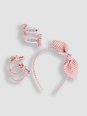 JoJo Maman Bébé Pink Gingham Hair Accessories Pack - Image 2 of 4