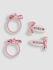 JoJo Maman Bébé Pink Gingham Hair Accessories Pack - Image 3 of 4