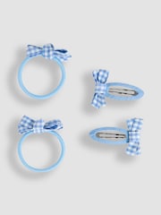 JoJo Maman Bébé Blue Gingham Hair Accessories Pack - Image 3 of 4