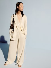 Joseph Cream Amelot Pleat Jacquard Silk Blazer Jacket - Image 1 of 7