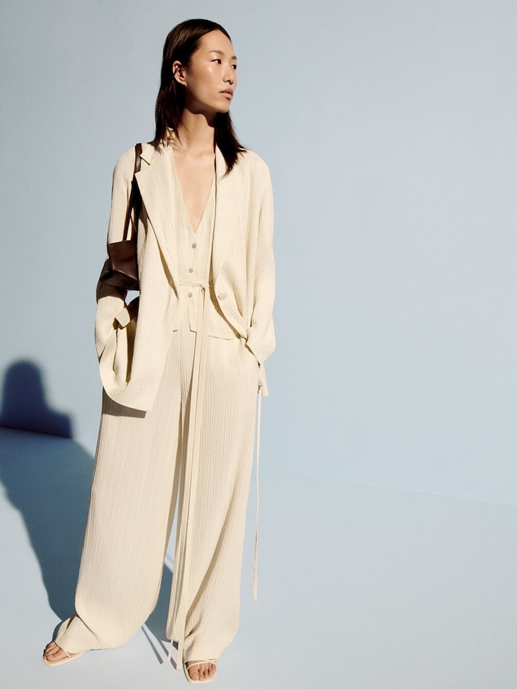 Joseph Cream Amelot Pleat Jacquard Silk Blazer Jacket - Image 1 of 7