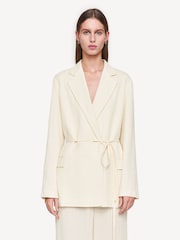 Joseph Cream Amelot Pleat Jacquard Silk Blazer Jacket - Image 2 of 7