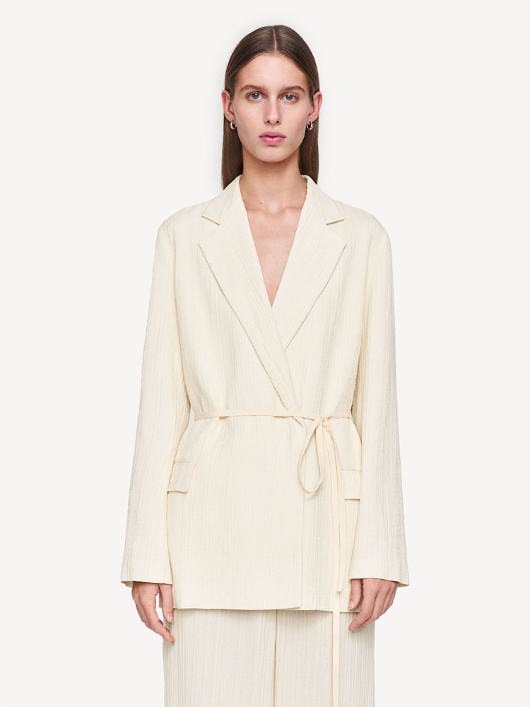 Joseph Cream Amelot Pleat Jacquard Silk Blazer Jacket - Image 2 of 7