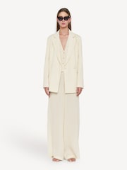Joseph Cream Amelot Pleat Jacquard Silk Blazer Jacket - Image 4 of 7