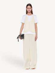 Joseph Cream Mawn Pleat Jacquard Wide Leg Trousers - Image 1 of 6