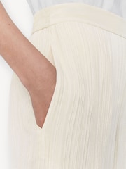 Joseph Cream Mawn Pleat Jacquard Wide Leg Trousers - Image 3 of 6