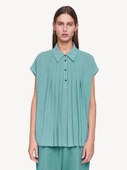 Joseph Blue Antin Airy Plisse Blouse - Image 1 of 6