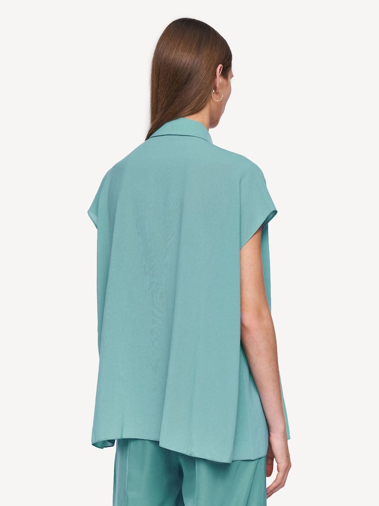 Joseph Blue Antin Airy Plisse Blouse - Image 2 of 6