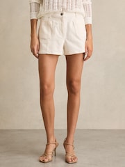 Reiss White Kira Mid-Rise Patch Pocket Denim Shorts - Image 4 of 6
