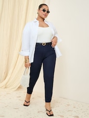 Friends Like These Dark Blue Curve Elasticated Waist Denim Jeggings - Image 1 of 4